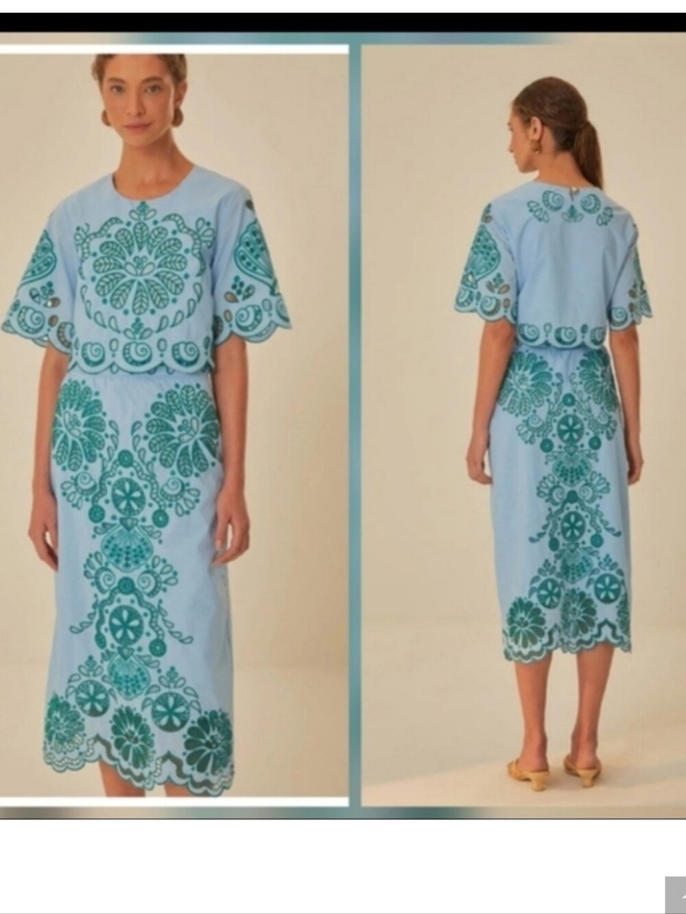 Farm Rio Light Blue and Green Graphic Richelieu set